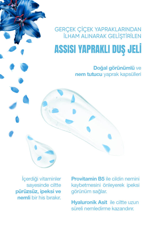 Assisi Floral Lotus Hyaluronic Acid & Provitamin B5 Nemlendirici Yapraklı Duş Jeli 500 ml - 2