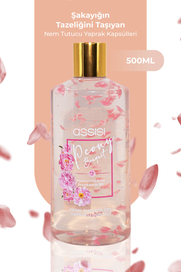Assisi Peony Bouquet Hyaluronic Acid & Provitamin B5 Nemlendirici Yapraklı Duş Jeli 500 ml - 1