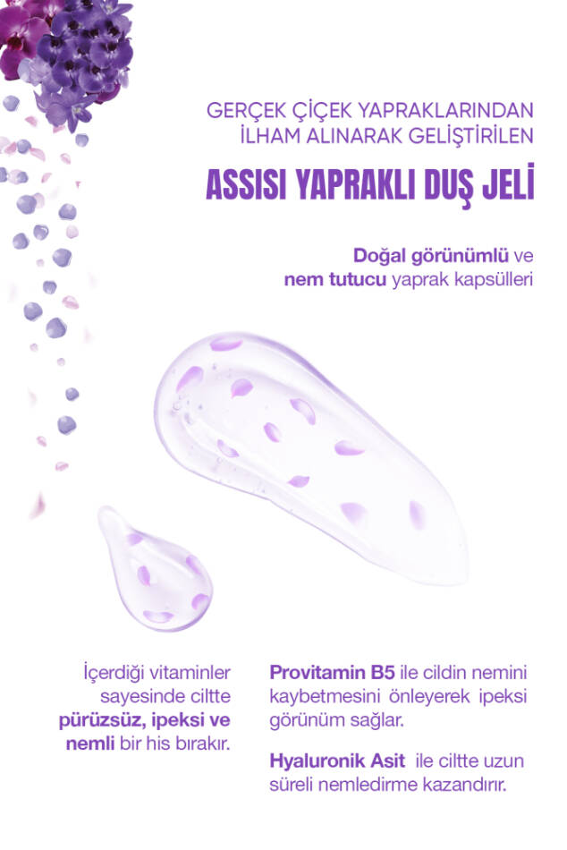Assisi Royal Orchıd Hyaluronic Acid & Provitamin B5 Nemlendirici Yapraklı Duş Jeli 500 ml - 2