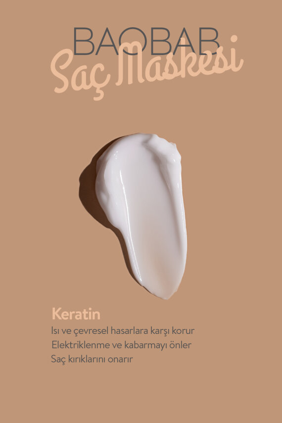 Baobab Yağlı Saç Maskesi, Yıpranmış Saçlar İçin Derin Nemlendirme ve Güçlendirme, 250ml, Vegan - 3