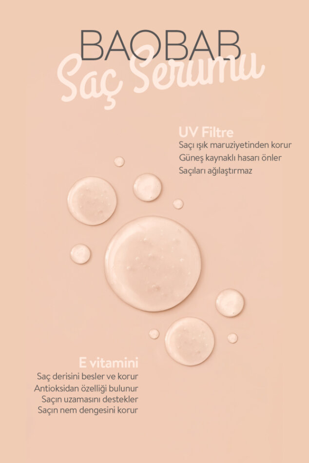 Saç Serumu Baobab 100 ml - E Vitamini, UV Koruma, Besleyici, Vegan, Nemlendirici, Parlaklık - 3