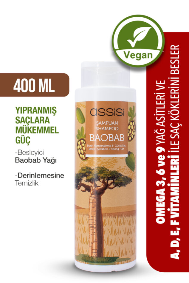 Baobab Yağlı Şampuan 400ml - Kuru ve Yıpranmış Saçlar İçin Vegan Bakım - 1
