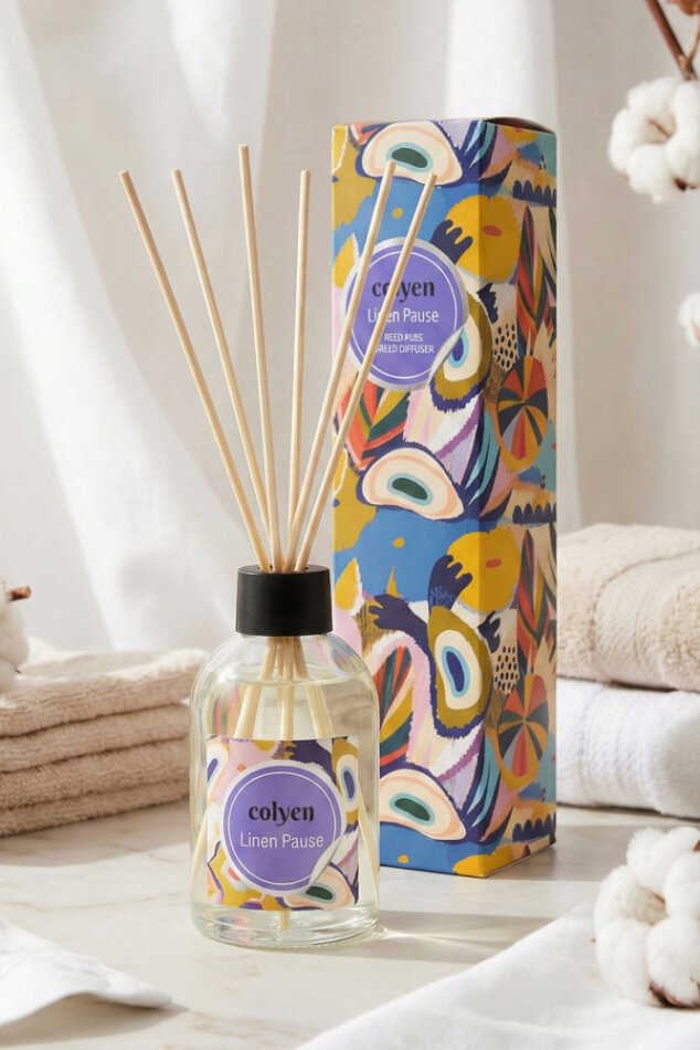 Colyen Linen Pause Çubuklu Oda Kokusu – Dekoratif Cam Şişe ve Bambu Çubuklarla Şık Tasarım - 1