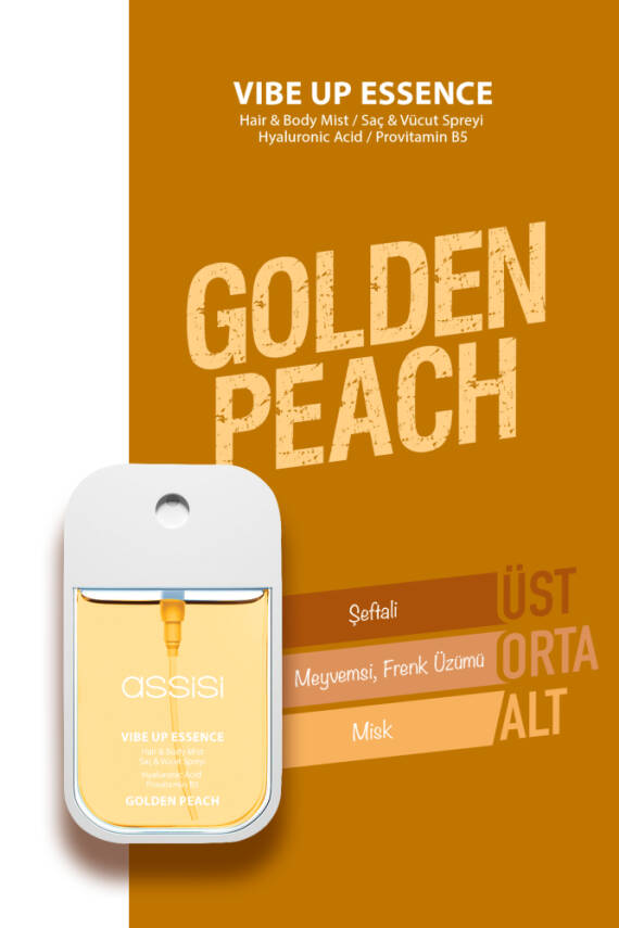 Golden Peach Hyaluronik Asit & Provitamin B5 Saç ve Vücut Spreyi 45 ml – Şeftali & Misk Kokulu Mist - 2